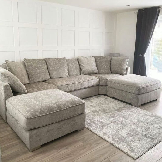 Luxury U-Shape Fabric Sofa – Spacious Comfort with Modern Elegance